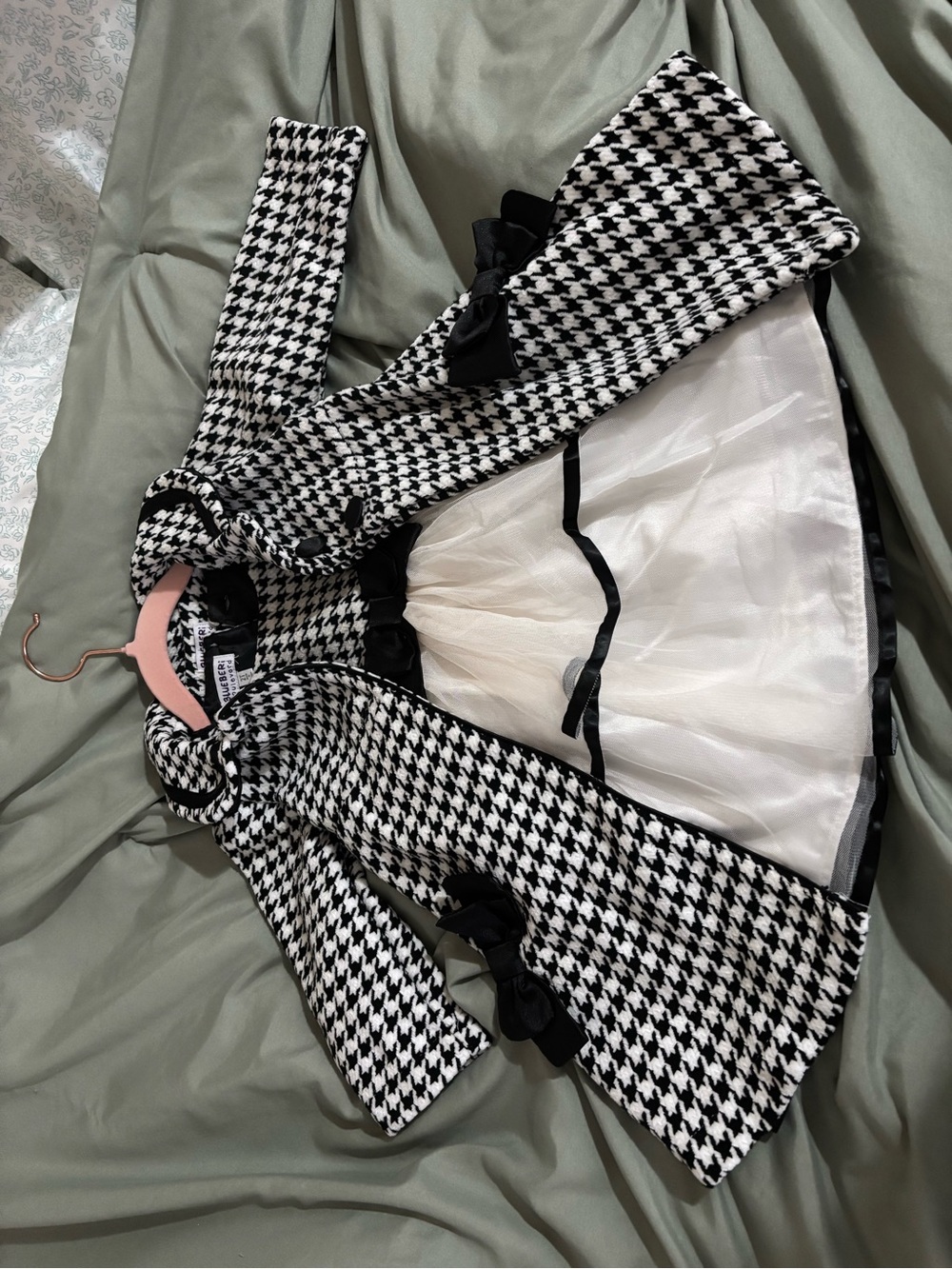 Blueberi Boulevard Black and White Houndstooth Formal Dress & Coat Set